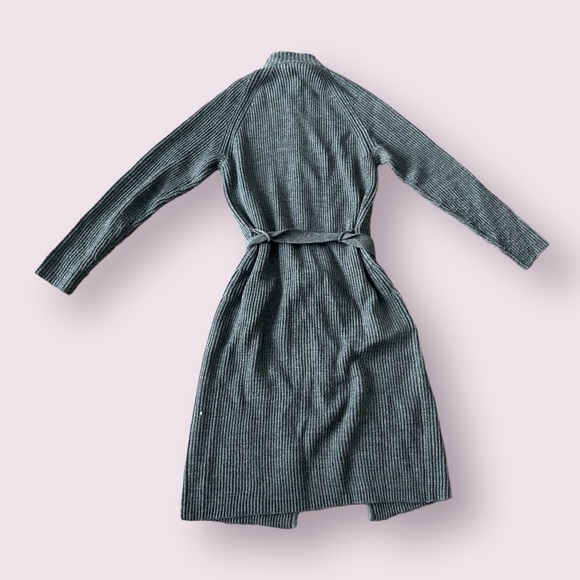 Women’s J. Crew Grey Wool Zip Front Long Sweater With Belt Size Medium - Picture 8 of 11